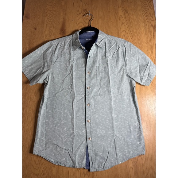 stoic Other - Stoic Shirt Mens Medium M Sage Green Slub Short Sleeve Button Down Chest Pocket